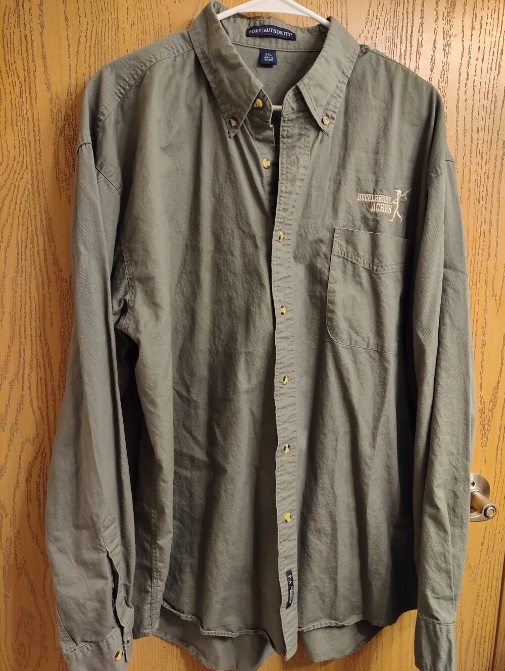 Port Authority Olive Green Long-Sleeve Button-Down Shirt
